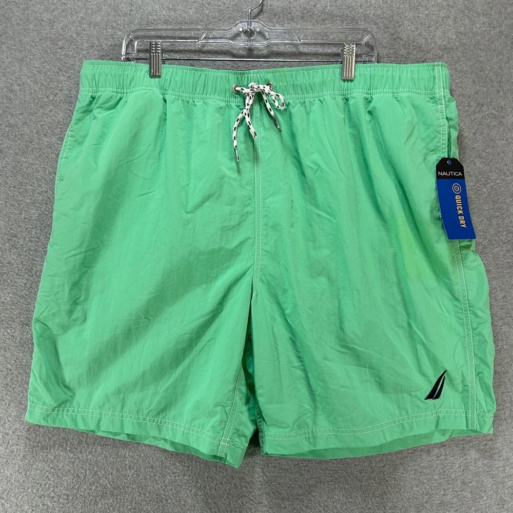 Nautica Swim Trunks T91000 Mens XXL Mint Sprig Nylon Beachwear Prep